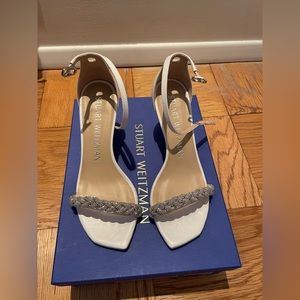 Stuart Weitzman high shine 75 white sandal